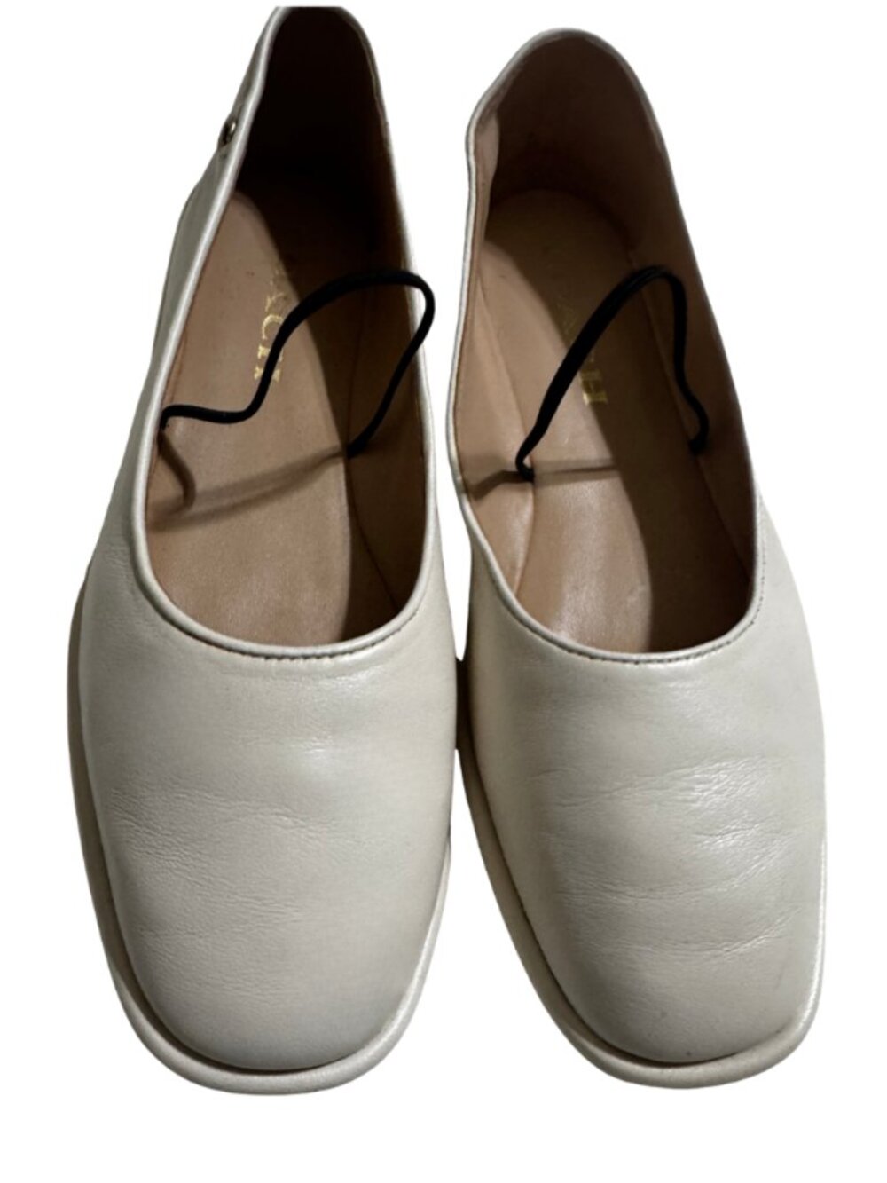 Coach Emilia Mary Jane Chalk Leather Ballet Flats Square Toe Size 6